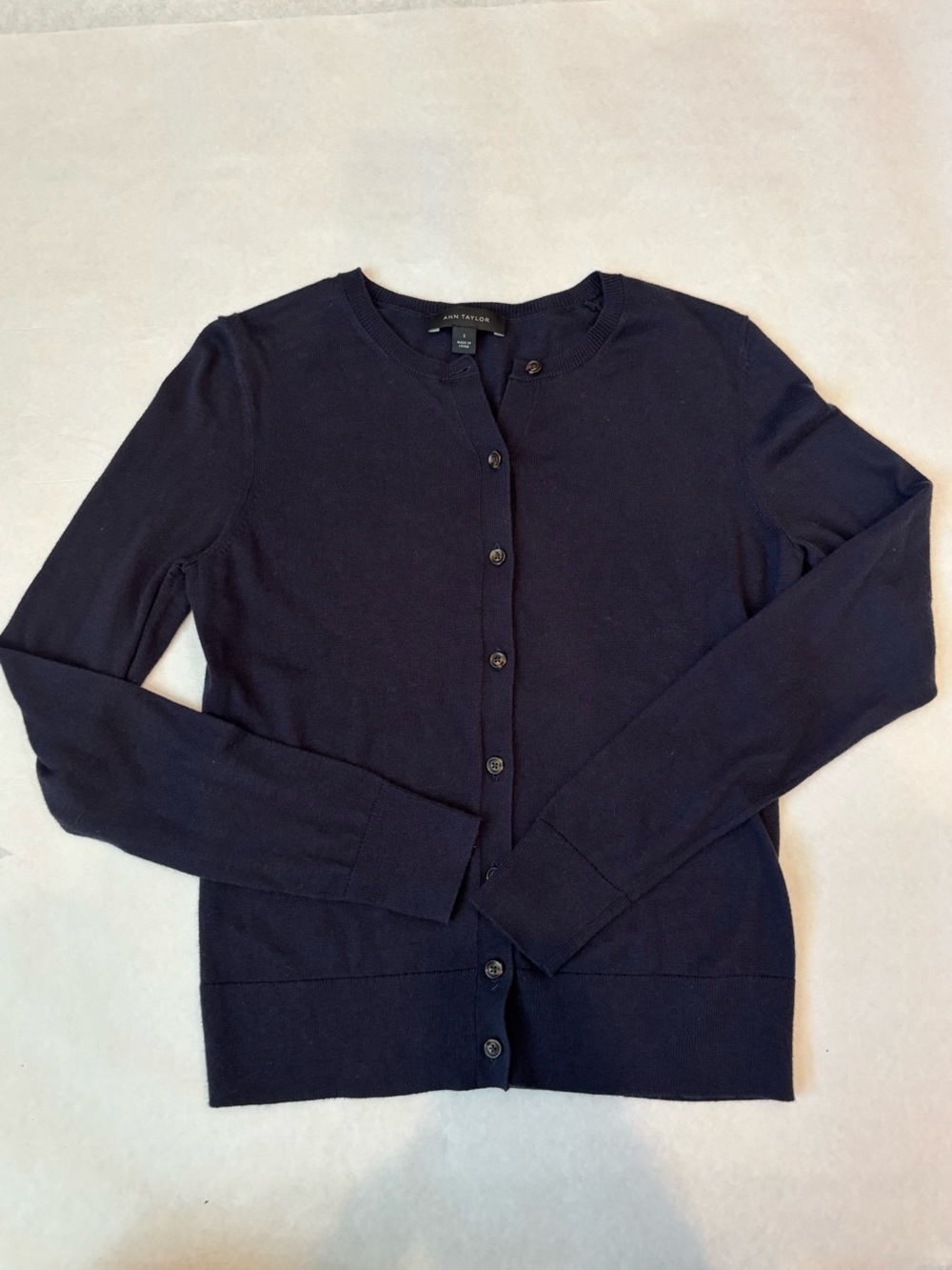 Ann Taylor Fine Knit Navy Blue Cardigan- Small